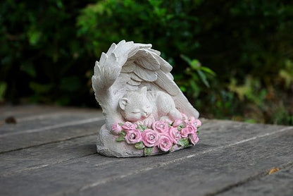 Cat Memorial Stone - Solar Light Pet Hologram Tribute, Waterproof & Durable Outdoor Statue for Memorial Gardens, Unique Cat Memorial Gifts & Decor