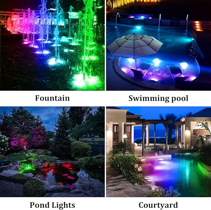T-SUN Solar Pond Light LED Underwater Pond Light Solar Fountain Lights IP68 Waterproof Pond Lights for Aquarium Garden Waterfall Fish Trank(5 Lights-RGB)
