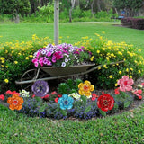 hogardeck Garden Decor for Outside, Set of 6 Metal Flowers Decorative Garden Stakes for Spring Decor, Yard Art Garden Decorations for Outdoor Lawn Porch Pathway Patio (Multi-Color)
