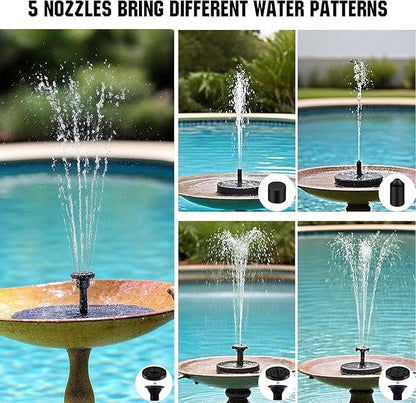 ECO-WORTHY 5W Small Solar Water Fountain Pump, 5W solar panel Outdoor Submersible Water Fountain Pump with 10FT Cables and 8 Nozzles,suit for Bird Bath,small pond