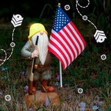 Patriotic Solar Garden Gnome with American Flag, 11" Resin Armed Garden Gnomes Outdoor Statue, Military Yard Gnome Decor, Gift for 4th of July, Memorial Day, Veterans Day