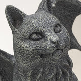 6.75” Faux Stone Gothic Winged Gargoyle Cat Fantasy Garden Charcoal Grey Textured Statue