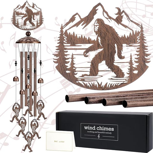 Bigfoot Gifts Wind Chimes - Metal Windchime Sasquatch Yard Decor for Garden Backyard Patio Balcony Indoor Outdoor Art Hanging Decoration Christmas Birthday Gift for Women Mom Grandma Friend