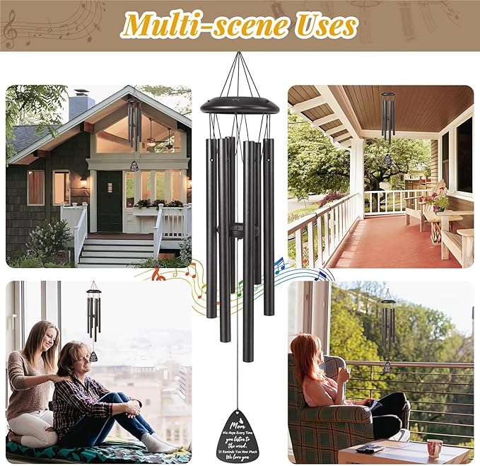 , 25''Wind Chimes Black, Mother, Thanksgiving