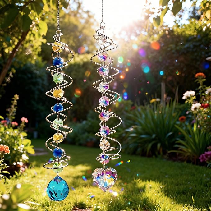 SNAIL GARDEN 2 Pack Gazing Ball Spiral Tail Making Kits with 360° Rotatable Hooks, DIY Suncatcher Kit with Pliers, Suncatcher Kits for Adults, DIY Craft for Home Decor, Hanging Ornaments