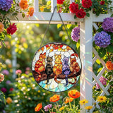 5 Cats on a Branch Stained Glass Window Hanging – Cute Sun Catchers Indoor Window Décor, Suncatchers for Windows Hanging with Warm Light Effect, Lovely Stained Glass Suncatcher for Home & Gift