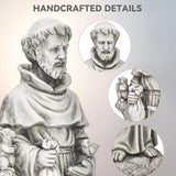 St Francis Garden Statue, 31" Saint Francis Catholic Outdoor Statues, Large Religious Christian Sculpture Deor for Prayer and Meditation, Patron Saint of Animals Patio in Durable MGO Stone