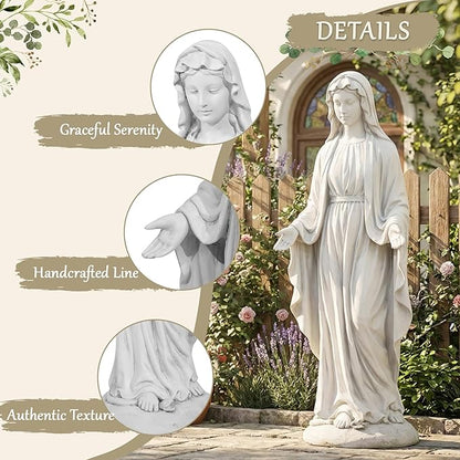 Virgin Mary Statue Outdoor 30 Inch Tall Large Religious Garden Statue, Blessed Mother Outdoor Decorations Statue, Virgen De Guadalupe Statues for Yard, Patio, Home Decor
