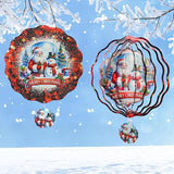Christmas Wind Spinners Outdoor - Xmas Gifts for Women Mom Men, 3D Cute Snowman Santa Winter Wind Spinner for Yard Garden Decor, Hanging Kinetic Metal Wind Spinners 12 Inch