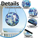Stained Glass Blue Daisy Flower Suncatcher 7.8 Inch Rainbow Maker Window Hanging for Garden Outdoor Home Decor, Mom Friends Gift for Housewarming Birthday Christmas