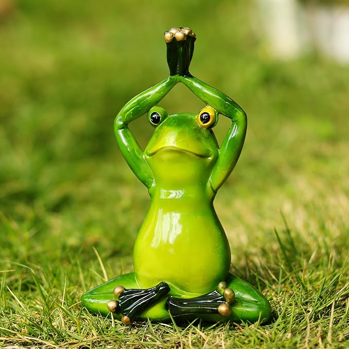 Funny Frog Statue Outdoor Decor for Garden, 5.15" Fairy Yard Figurines Home Sculptures for Lawn Patio Front Porch Backyard