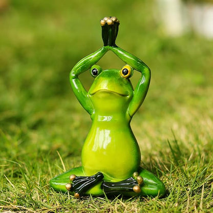 Funny Frog Statue Outdoor Decor for Garden, 5.15" Fairy Yard Figurines Home Sculptures for Lawn Patio Front Porch Backyard