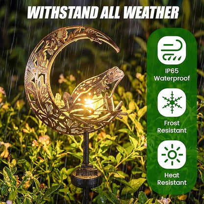 VIHOSE Solar Frog Outdoor Lights Waterproof Moon Garden Stake Lights Warm White LED Decorative Pathway Lighting for Yard, Lawn, Gifts for Mom, Women & Gardening Lovers