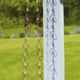 BestNest Ancient Graffiti Aspen Leaf & Bell Rain Chains, Pack of 2 – Decorative Steel Gutter Downspout Replacement with Copper Finish, Leaf Frames & Soothing Bell Chimes