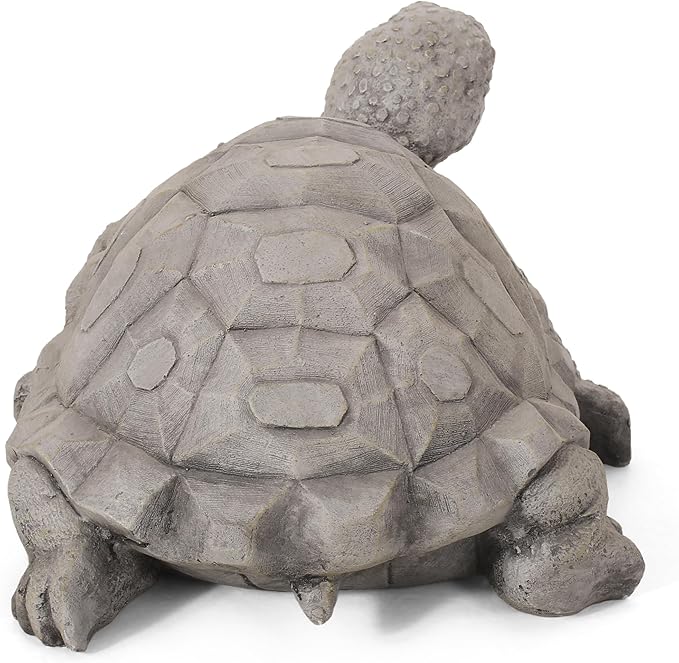 Merax Turtle Garden Statue - Outdoor Cast Stone Decor, Dark Gray Finish, Weather-Resistant Patio or Yard Art, No Assembly Required