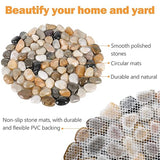 River Rock Stepping Stones Outdoor for Garden Walkway, 10 inch Diameter 6 Pcs Round Shape Paver Step Stones Polished Pebble River Stone Mat for Yard Lawn Patio Pathway Walk Way - Multi-Color