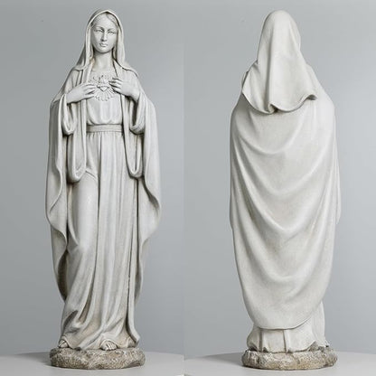 BC Catholic Immaculate Heart of Virgin Mary Statue, 24.5" H Large Holy Mother Statue for Garden, Mother Mary Outdoor Décor for Yard Patio Lawn Hallway, Catholic Gift, Handpainted by Buildclassic