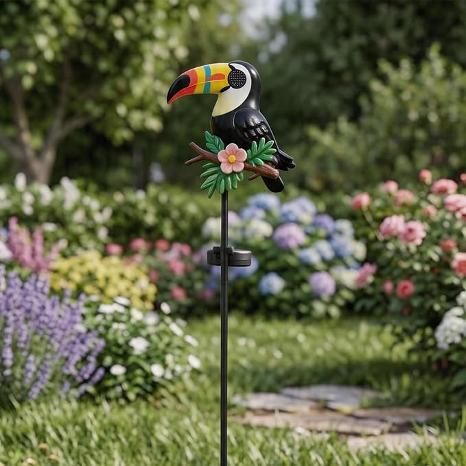 Romart Solar Stake Lights Outdoor Waterproof, Toucan Solar Garden Path Light with Rotating Light-Up Eyes, Decorative Yard Lawn Landscape Decor
