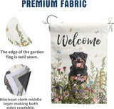 Floral Rottweiler Garden Flag Spring Summer House Flags 28 x 40 Double Sided Flower Dog Yard Flags for Outside Large Outdoor Welcome Flags