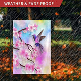 Spring Hummingbird Garden Flags 12x18 Double Sided, Small Cherry Blossoms Yard Flag for Farmhouse Front Porch Lawn Outdoor Holiday Decor
