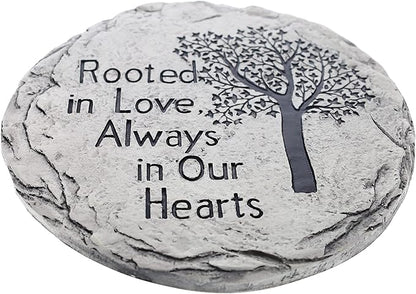 Top Brass Garden Memorial Stepping Stone - Rooted in Love, Always in Our Hearts - Tree of Life