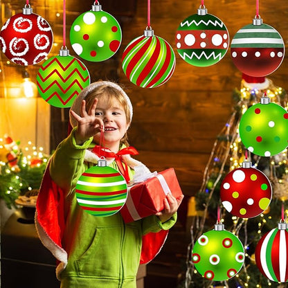 Rtteri 30 Pcs Christmas Outdoor Yard Ornaments 4.9 Inch Double Sided Lawn Decorations Red Green Christmas Hanging Ornaments Plastic Holiday Decorations for Xmas Home Yard Tree Porch Decor