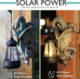 Solar Dragon Tree Hugger Statue Wall Decor - Whimsical Garden Statue with Solar Lantern, Outdoor&Yard Decor, Fantasy Dragon Figurine for Trees, Walls, or Fences - Unique Gifts for Women & Men