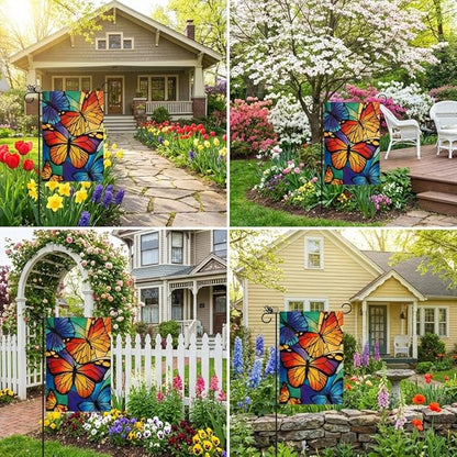 Butterfly Decor - Summer Butterfly Garden Flag Decorations Burlap Welcome Spring Double Sided Vertical Holiday Yard Lawn Outdoor Decor 12.5 x 18 Inch