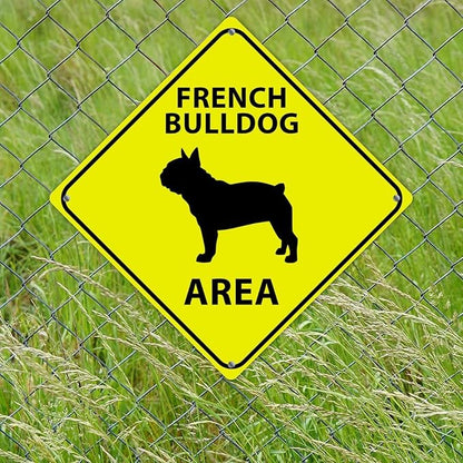 French BullDog Crossing Xing Sign Beware of French BullDog Dog Metal Sign French BullDog Warning Sign Crossing Zone Sign for Farm Yard Front Door Indoor Outdoor Street Sign 12x12in