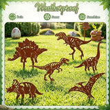6 Pcs Rusty Dinosaur Garden Statues Decor Metal Porch Dinosaurs Stake Outdoor Lawn Decor Decorative Dinosaur Lovers Gift Real Rust Yard Sign for Yard Patio Garden Pathway Courtyard