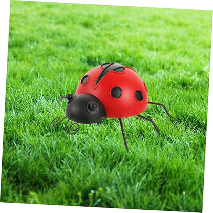 LIOOBO 3pcs Ladybug Garden Statues Iron Ladybug Ornaments for Outdoor Decor Garden Sculptures Statues