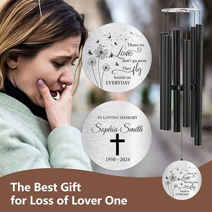 ASTARIN Personalized 30" Bereavement Wind Chimes for Outside, Memorial Gift in Remembrance of a Loved One, Sympathy Gift for Loss of Mother Father Husband, Garden Patio Decor