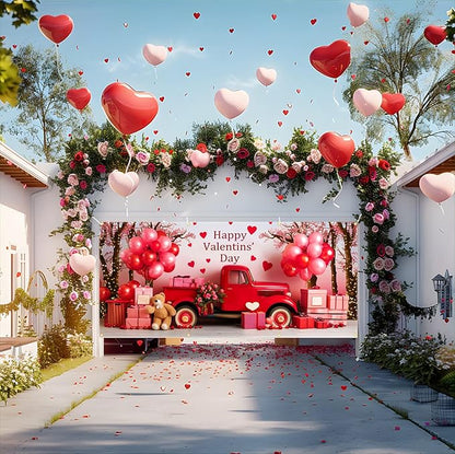 Valentine Garage Door Banner 157.5x70.9in Large Love Garage Door Cover Outdoor Valentine Decorations for House Exterior Yard Party Backdrop with Grommets and Rope