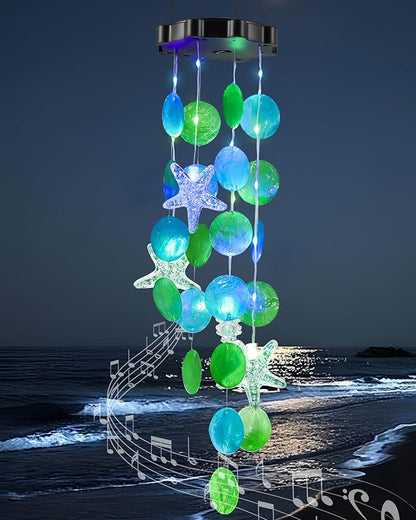 Solar Wind Chimes Decorative Lights for Outside, Hanging Lights for Holiday Garden Yard Window Shells Gifts for Mom Grandma Women Wife Girls