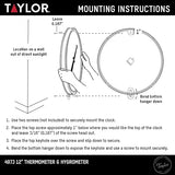 Taylor Metal Wall Indoor Outdoor Thermometer and Hygrometer, Easy to Read Numbers for Patio, Pool, and Indoor Areas, 12 inch, Multi