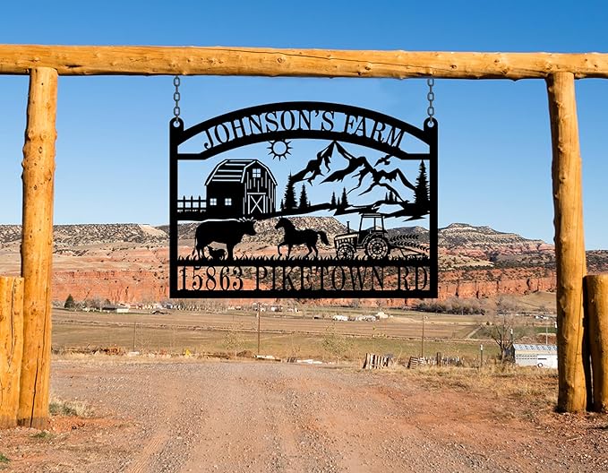 Custom Metal Ranch Sign, Outdoor Ranch Sign, Metal Hanging Farm Signs,Custom Farm Sign,Personalized Metal Farm and Ranch Signs, Custom Outdoor Hanging Sign for Farmhouse Decor and Gifts