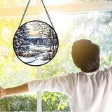 DASTOLL Stained Glass Window Hanging, Winter Snow Landscape Suncatcher Diamond Glass Panel Sun Catchers Decor for Birthday for Women, Men, Wife, Aunt, and Mom 9.8 in