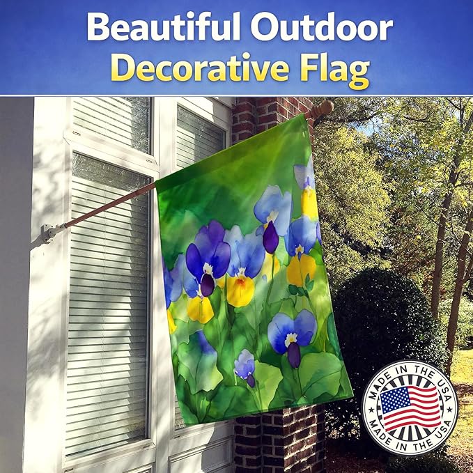 Caroline's Treasures Illinois Violet in Watercolor House Flag Large Porch Sleeve Pole Decorative Outside Yard Banner Artwork Wall Hanging, Polyester, House Size, Multicolor