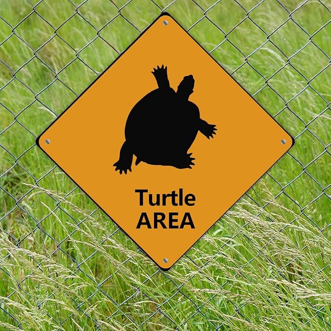 Sea Turtle Crossing Sign Caution Sea TurtleXing Sign Street Sign Wildlife Novelty Road Fence Wall Decor Warning Metal Tin Sign For Indoor Outdoor 15x15in