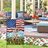 Patriotic American Garden Flag Stained Glass Tree Life Yard Flags for Outside 12x18 Double Sided Small 250 Anniversary USA 4th of July Independence Memorial Day Decor