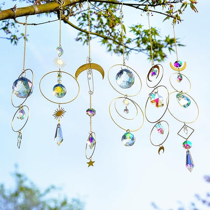 H&D HYALINE & DORA 6PCS Crystal Suncatcher Hanging Sun Catcher with Crystals Chain Pendant Ornament Crystal Balls for Window Home Garden Decor