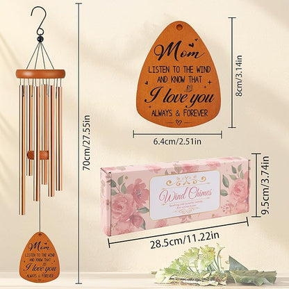 Mom Wind Chime for Outside: Thoughtful Birthday Mother's Day Christmas Thank You Gifts for Mom, Outdoor Metal Wind Chime, Home Garden Patio Yard Decor