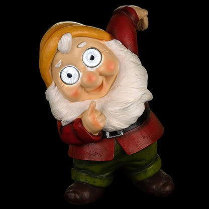 Blazin' Solar Garden Gnome Decor | Patio Decorations Outdoor Lawn Ornaments | Solar Light Elf Figurine for Yard, Balcony, Deck | Weather Resistant | Patio Gift | Auto On/Off - (Red)