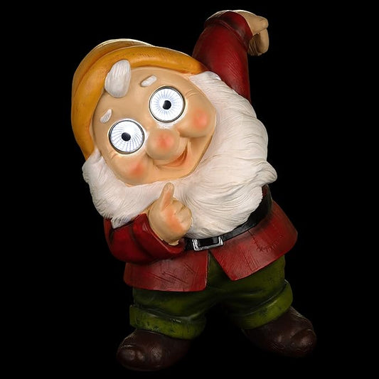 Blazin' Solar Garden Gnome Decor | Patio Decorations Outdoor Lawn Ornaments | Solar Light Elf Figurine for Yard, Balcony, Deck | Weather Resistant | Patio Gift | Auto On/Off - (Red)