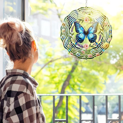 FLAGWIX Butterfly Wind Spinners Outdoor - 3D Stainless Steel Metal Spinner 12 in - Birthday Gifts for Mom, Butterfly Gifts for Women, Yard Decorations Outdoor, Garden Decor
