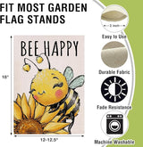 Artofy Spring Summer Bumble Bee Sunflower Small Decorative Garden Flag, Bee Happy Flower Floral Yard Lawn Outside Decor, Honeybee Seasonal Burlap Outdoor Home Decoration Double Sided 12 x 18