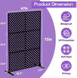MTART Metal Privacy Screen 72" H x 47.2" Decorative Outdoor Privacy Screen Privacy Panel with Stand for Balcony Deck Patio Lawn Garden, Privacy Fence (Black-Arrow)