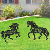 Metal Horse Decor for Outside,2 Piece Black Horse Silhouette Statues Garden Decor for Outside,Outdoor Decor,Yard Art,Lawn Ornaments,Gifts(Black Horse)