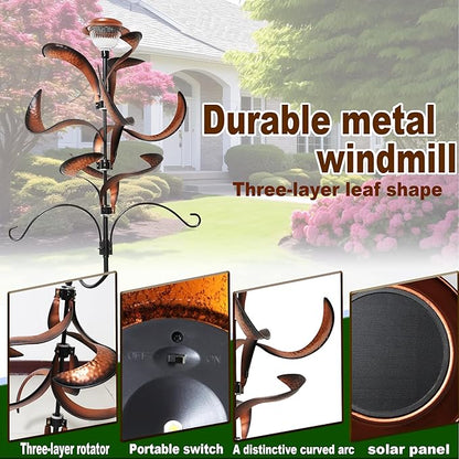 Yard Garden Wind Spinners - Large Outdoor Metal Wind Spinners with Stake, Yard Art Lawn Garden Decor Bronze-Colored Blade Rotator (25.5" W x 81" H)