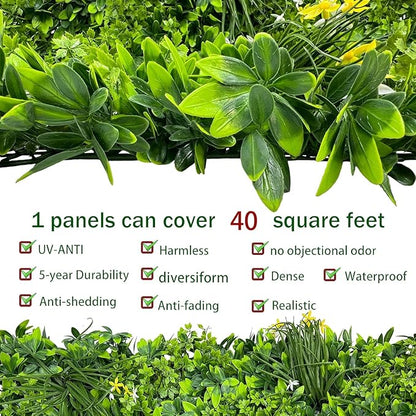 ODTORY Artificial Plant Wall Roll: 48 X120 in (40 sqft) UV-Anti Ivy Privacy Fence Screen Faux Greenery Panels Backdrop Boxwood Ivy Vine Leaf Hedge Fence for Indoor Outdoor Green Decor